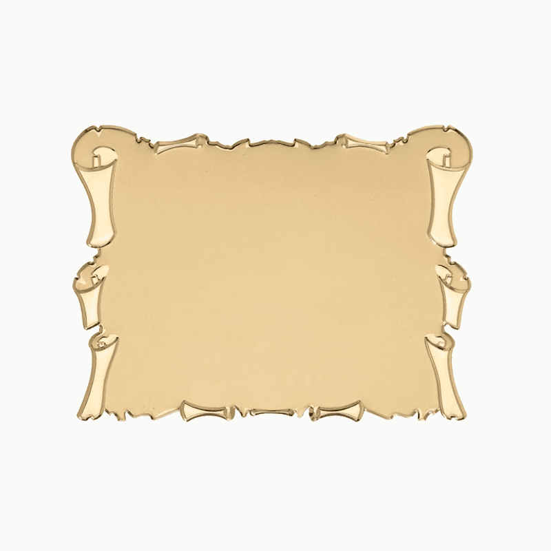 Plachetă metalică aurie TGSU1016 cu margini ornate în relief pe colțuri stil pergament