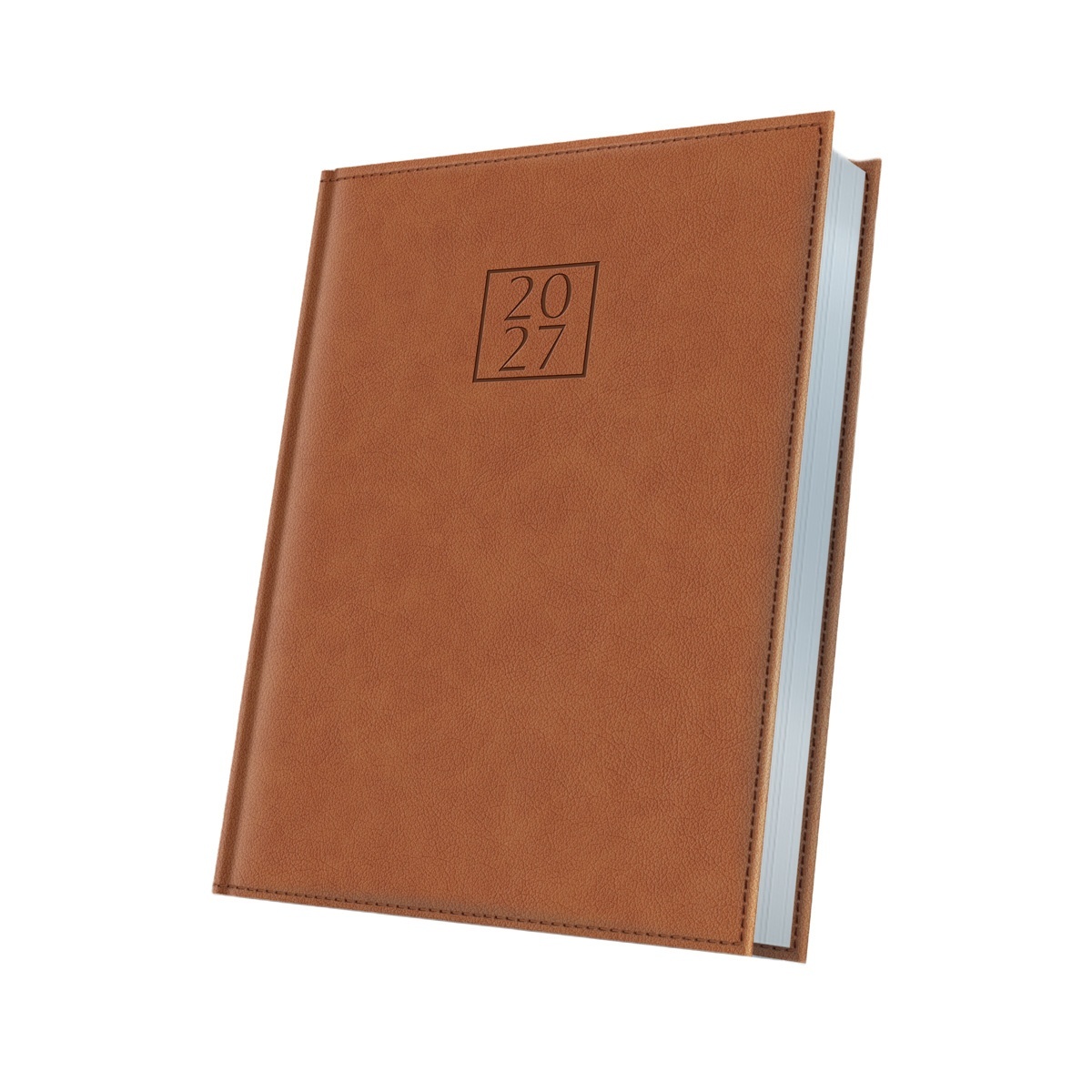 Agenda Datată 2027 Premium Deluxe Chianti A5, 352 Pagini, Cognac cu Margine Argintie
